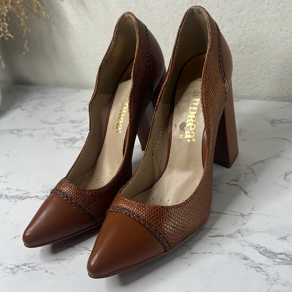 ANDREA PREMIUM Pump Block Brown Heels Women Size 7 - Picture 12 of 16